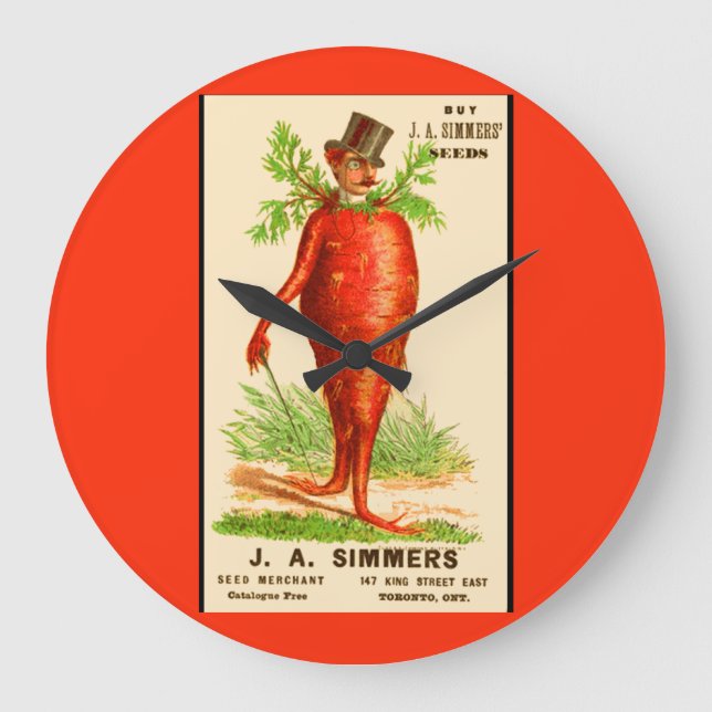 carrot man Victorian trade card Large Clock (Front)