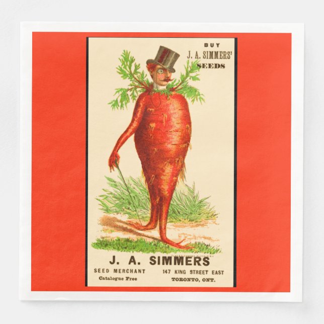 carrot man Victorian trade card Paper Dinner Napkins (Front)
