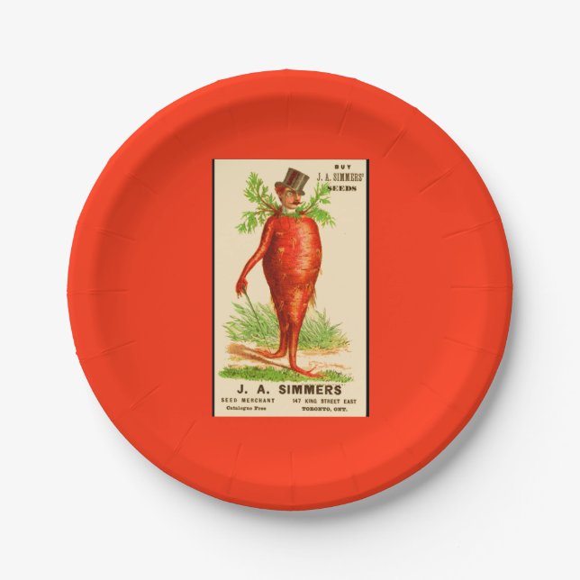 carrot man Victorian trade card Paper Plates (Front)