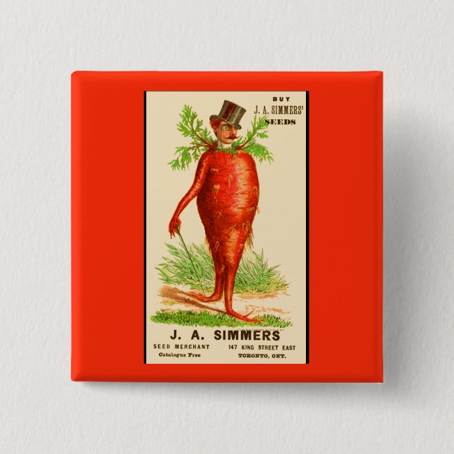 carrot man Victorian trade card Pinback Button (Front)
