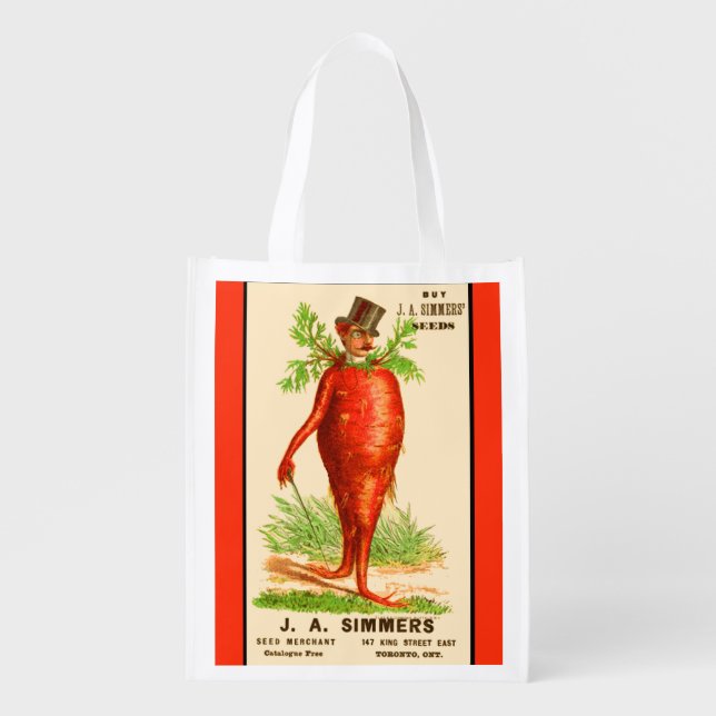 carrot man Victorian trade card Reusable Grocery Bag (Front)