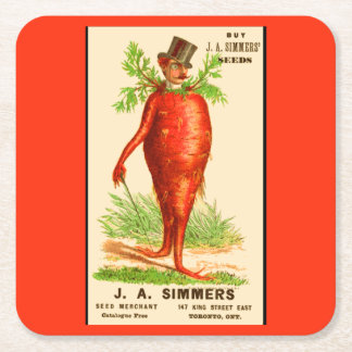 carrot man Victorian trade card Square Paper Coaster
