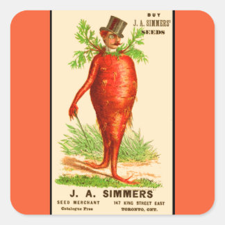 carrot man Victorian trade card Square Sticker