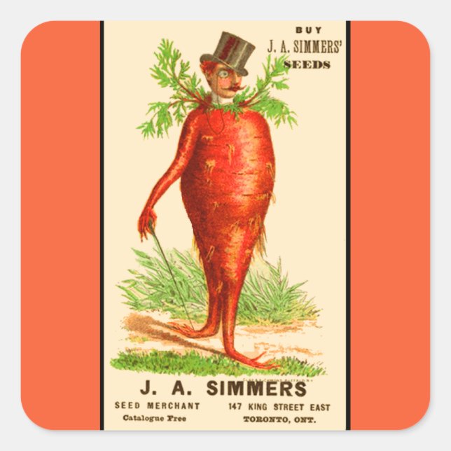 carrot man Victorian trade card Square Sticker (Front)