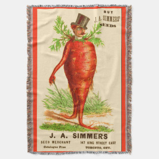 carrot man Victorian trade card Throw Blanket