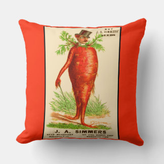carrot man Victorian trade card Throw Pillow