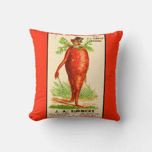 carrot man Victorian trade card Throw Pillow