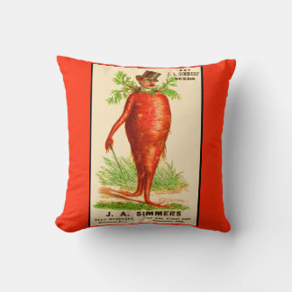 carrot man Victorian trade card Throw Pillow