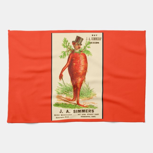 carrot man Victorian trade card Towel (Horizontal)