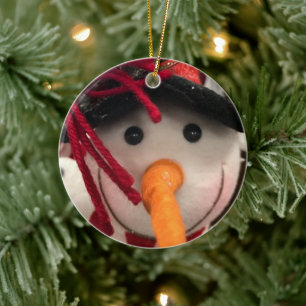 "CARROT NOSED SNOWMAN ORNAMENT** AND GIFT CERAMIC ORNAMENT