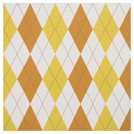 Carrot Orange | Cream | Yellow Argyle Pattern Fabric | Zazzle