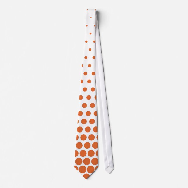 Carrot Orange Polka Dots Modern White Neck Tie (Front)