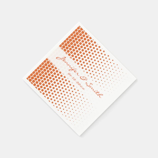 Carrot Orange Polka Dots Modern White Paper Napkins (Corner)