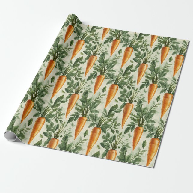 Carrot Pattern Spring Garden Decoupage Wrapping Paper (Unrolled)