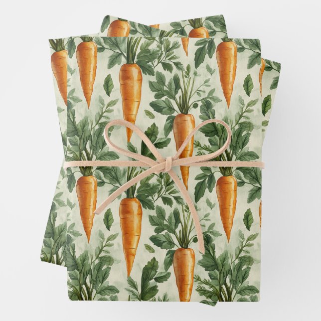 Carrot Pattern Spring Garden Decoupage Wrapping Paper Sheets (In situ)