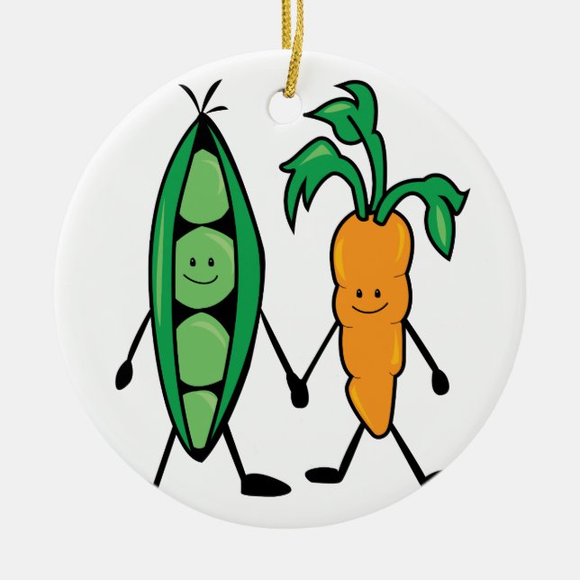 Carrot & Peas Ceramic Ornament (Front)