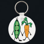 Carrot & Peas Keychain<br><div class="desc">Cute vegetables will look great on a cook's apron.</div>