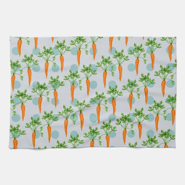 Carrot plant pattern carrots kitchen towel (Horizontal)