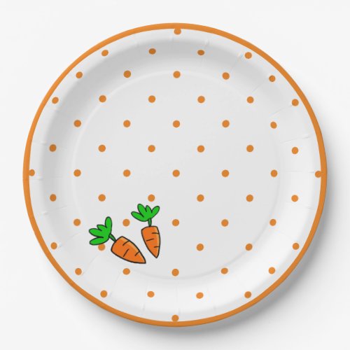 Carrot  Polka Dot Paper Plate