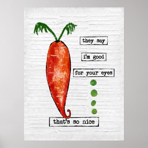 Carrot Poster Art Print _ Funny Vegetable So Nice