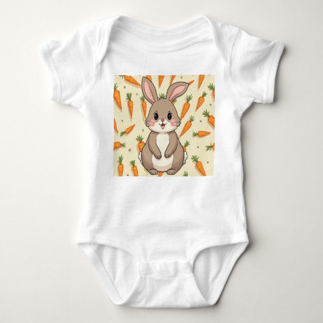 carrot rabbit baby bodysuit (Front)