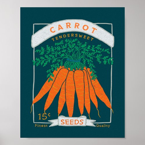 Carrot Seed Packet Poster Rich Navy 