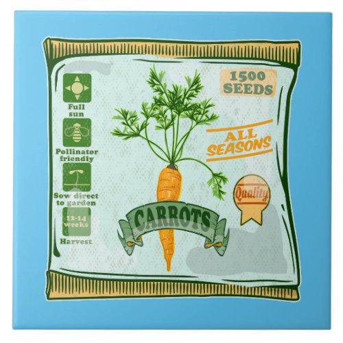 Carrot seeds growing veggies ceramic tile