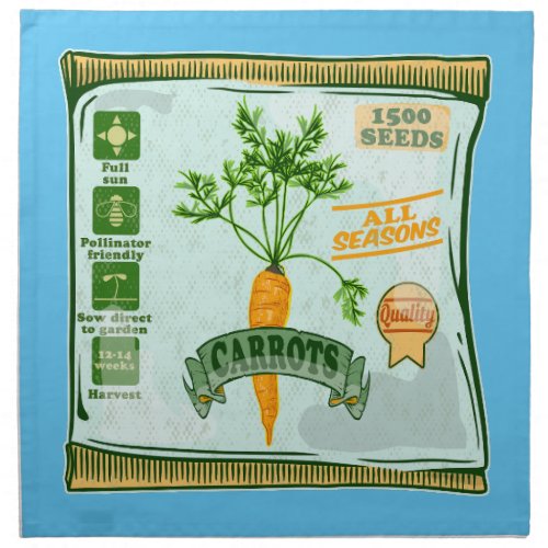 Carrot seeds growing veggies cloth napkin