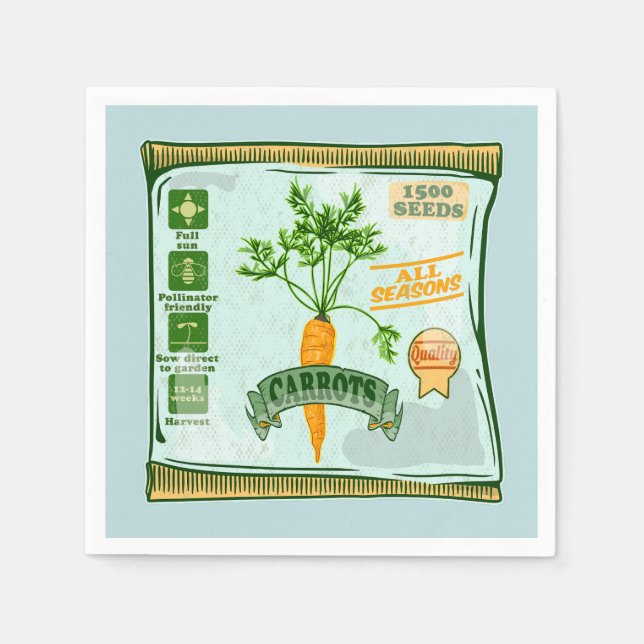 Carrot seeds growing veggies napkins (Front)