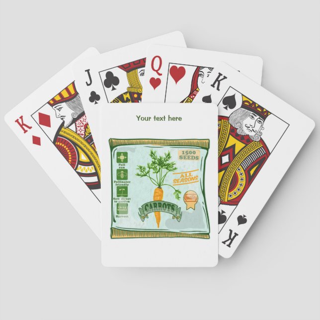 Carrot seeds growing veggies poker cards (Back)