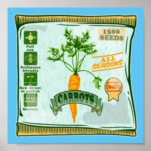 Carrot seeds growing veggies poster