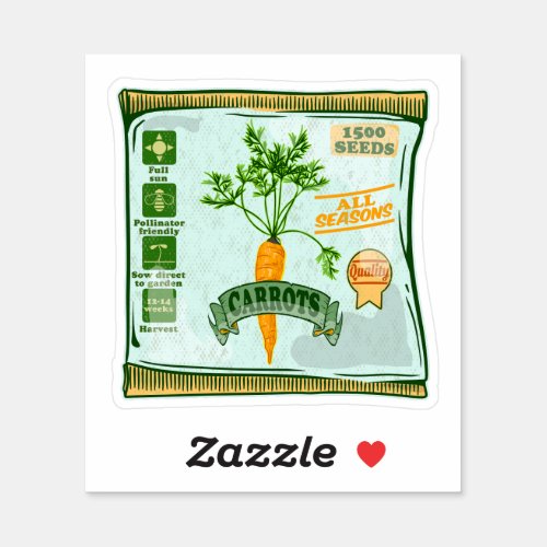 Carrot seeds growing veggies sticker