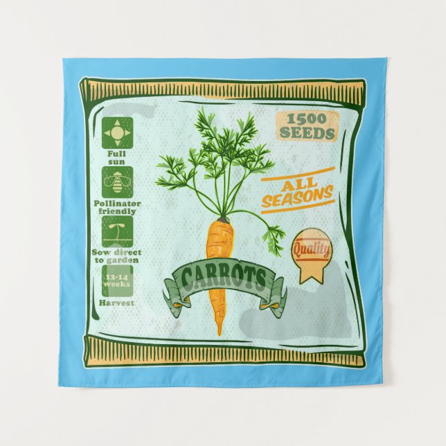 Carrot seeds growing veggies tapestry (Front)