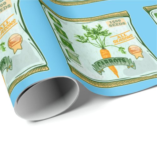 Carrot seeds growing veggies wrapping paper