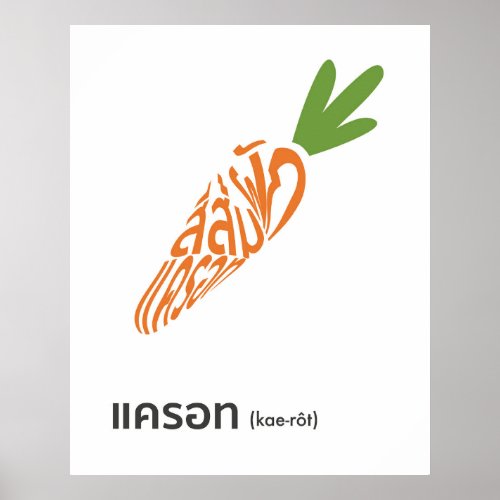 Carrot Shape Word Art in Thai Script Poster