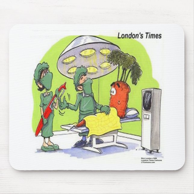 Carrot Surgery Funny Medical Cartoon Mouse Pad (Front)