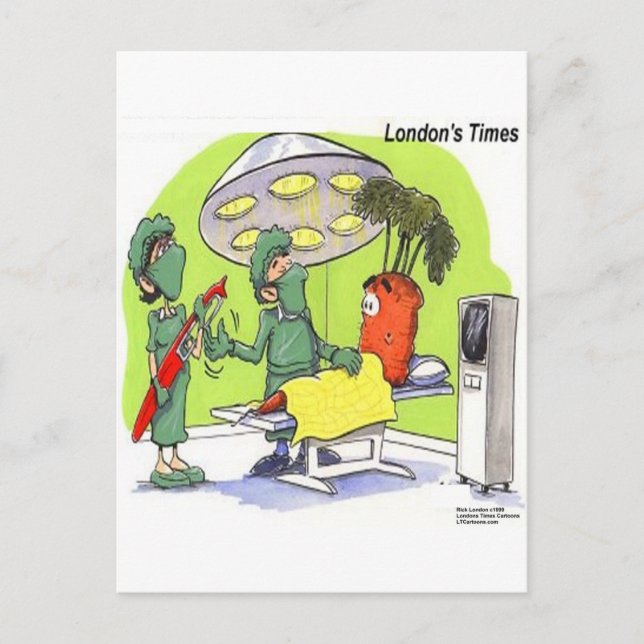 Carrot Surgery Funny Medical Cartoon Postcard (Front)