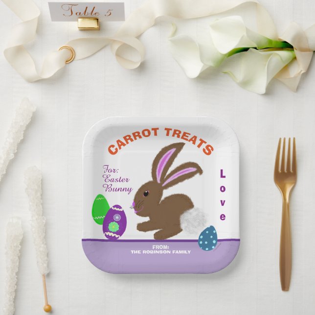 Carrot Treats For Easter Bunny Name Paper Plates (Wedding)