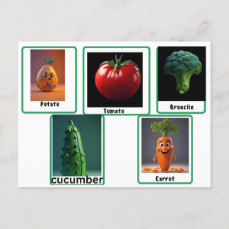 Carrot, vegetable reading flashcards for adult,kid postcard
