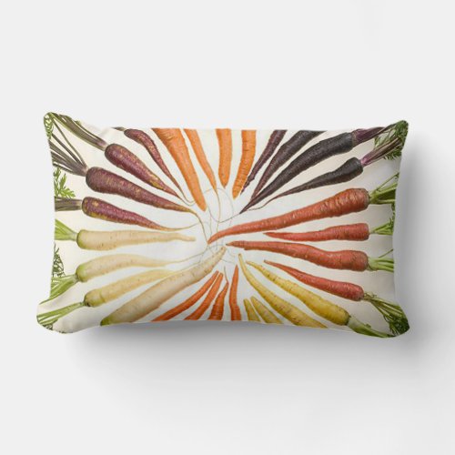 Carrot Vegetables Colorful Rainbow Pattern Garden Lumbar Pillow