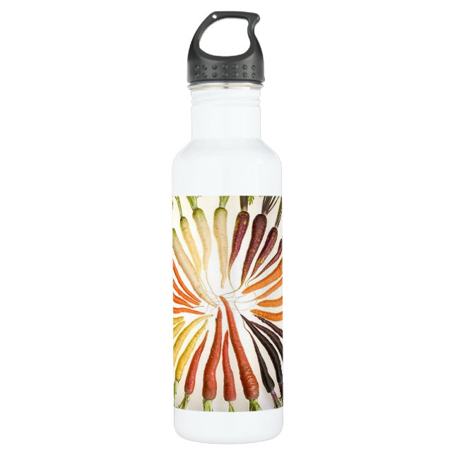 Carrot Vegetables Colorful Rainbow Pattern Garden Water Bottle (Front)