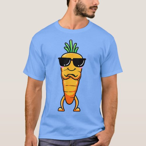 Carrot With Sunglasses Emoticon Vegetable Vegetari T_Shirt