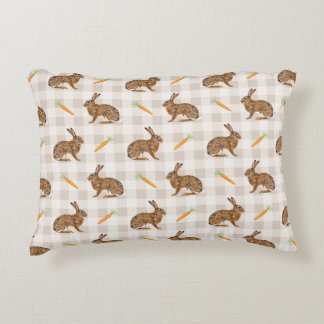 Carrots And Hare Bunnies Spring Easter Beige Accent Pillow