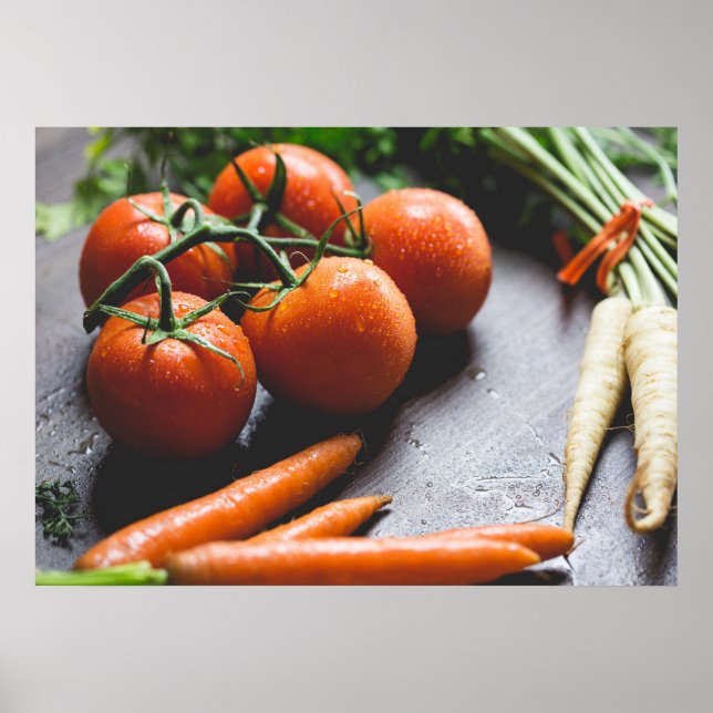Carrots and Tomatoes Vegetable Photography Poster (Front)