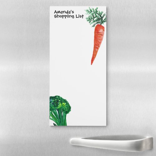 Carrots Broccoli Watercolor Custom Shopping List Magnetic Notepad