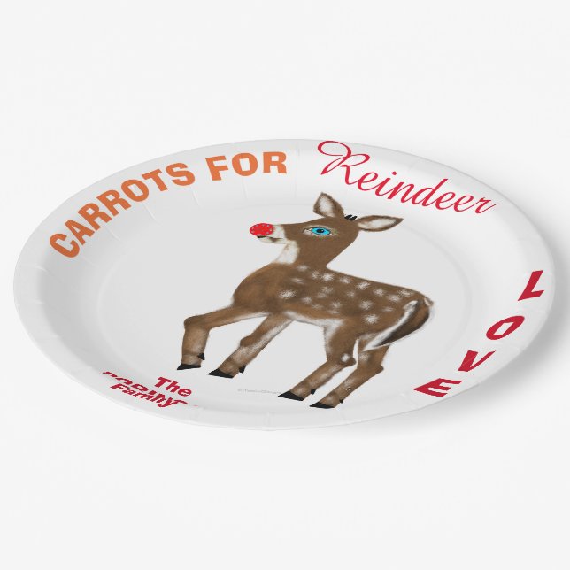 Carrots for Reindeer Family Name Paper Plates (Angled)
