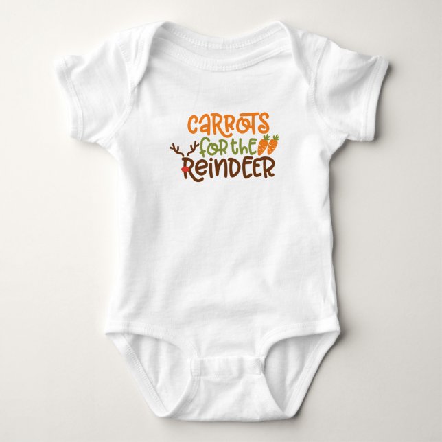 Carrots for the Reindeer Baby Outfit – Cute Xmas  Bodysuit (Front)