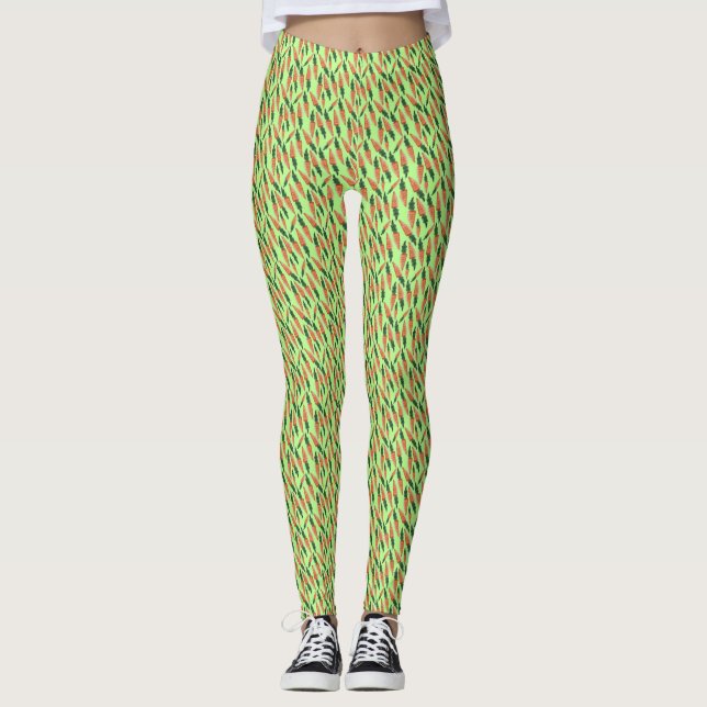 Carrots Green Leggings - Easter Yoga Pants (Front)