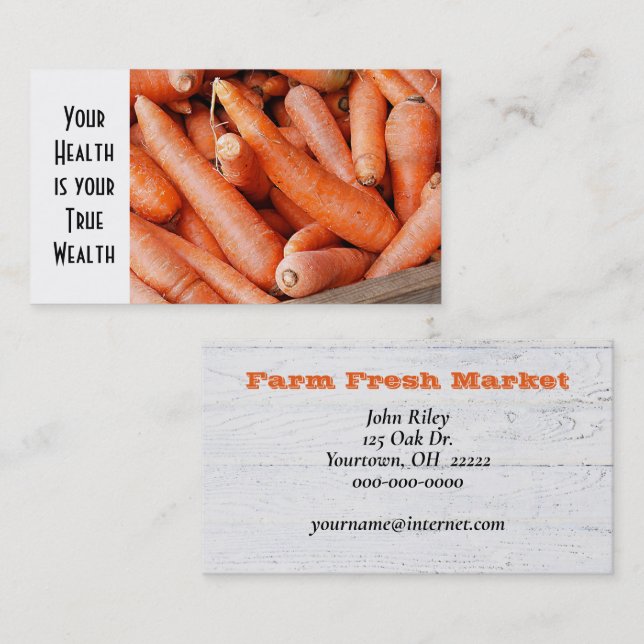 Carrots In Wooden Crate Business Card (Front/Back)