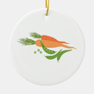 Carrots & Peas Ceramic Ornament